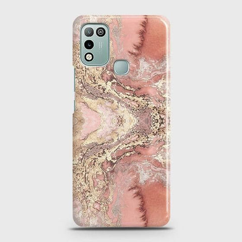 Infinix Hot 10 Play Cover - Trendy Chic Rose Gold Marble Printed Hard Case with Life Time Colors Guarantee