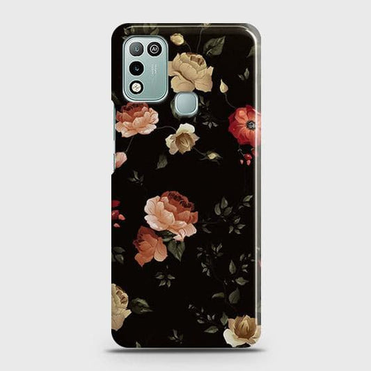 Infinix Hot 10 Play Cover - Matte Finish - Dark Rose Vintage Flowers Printed Hard Case with Life Time Colors Guarantee