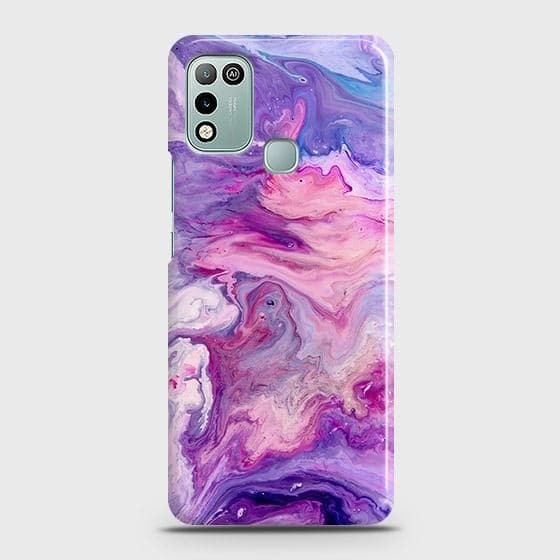 Infinix Hot 10 Play Cover - Chic Blue Liquid Marble Printed Hard Case with Life Time Colors Guarantee