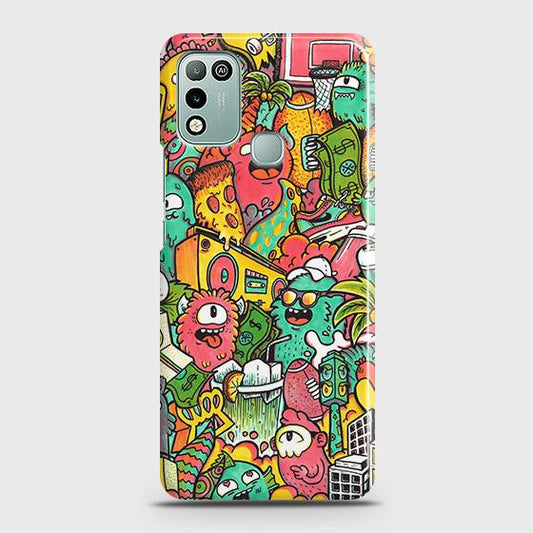 Infinix Hot 10 Play Cover - Matte Finish - Candy Colors Trendy Sticker collage Printed Hard Case with Life Time Colors Guarantee b46