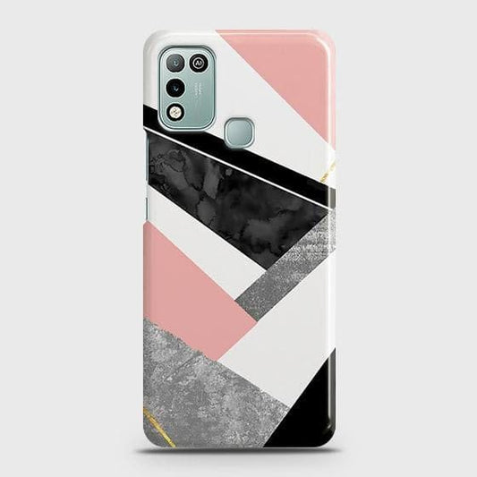 Infinix Hot 10 Play Cover - Matte Finish - Geometric Luxe Marble Trendy Printed Hard Case with Life Time Colors Guarantee