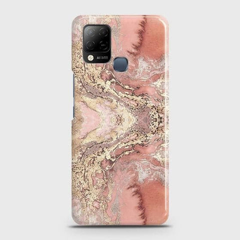 Infinix Hot 10s Cover - Trendy Chic Rose Gold Marble Printed Hard Case with Life Time Colors Guarantee