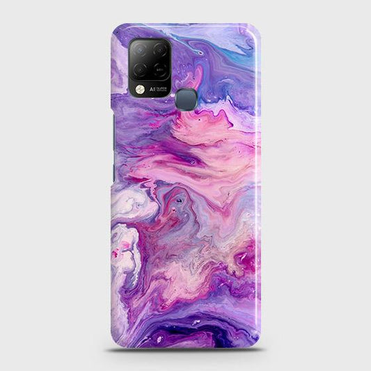 Infinix Hot 10s Cover - Chic Blue Liquid Marble Printed Hard Case with Life Time Colors Guarantee