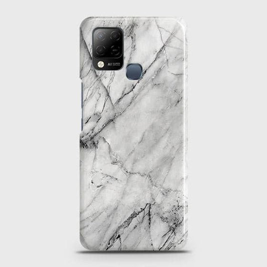Infinix Hot 10s Cover - Matte Finish - Trendy White Marble Printed Hard Case with Life Time Colors Guarantee