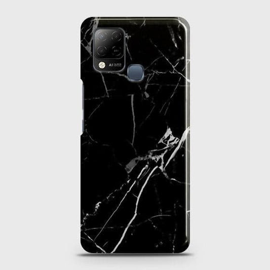 Infinix Hot 10s Cover - Black Modern Classic Marble Printed Hard Case with Life Time Colors Guarantee