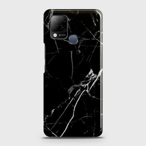Infinix Hot 10s Cover - Black Modern Classic Marble Printed Hard Case with Life Time Colors Guarantee