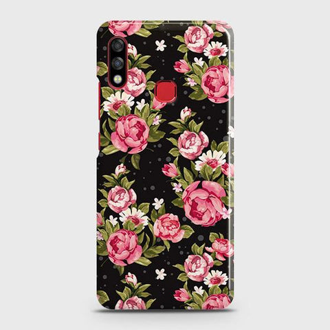 Infinix Hot 7 Pro Cover - Trendy Pink Rose Vintage Flowers Printed Hard Case with Life Time Colors Guarantee