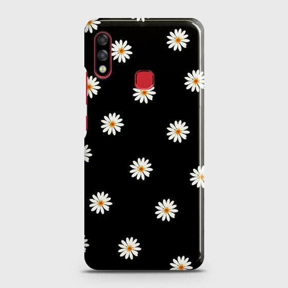 Infinix Hot 7 Pro Cover - Matte Finish - White Bloom Flowers with Black Background Printed Hard Case with Life Time Colors Guarantee