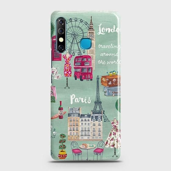 Infinix Hot 8 Cover - Matte Finish - London, Paris, New York Modern Printed Hard Case with Life Time Colors Guarantee