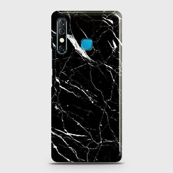 Infinix Hot 8 Lite Cover - Trendy Black Marble Printed Hard Case with Life Time Colors Guarantee