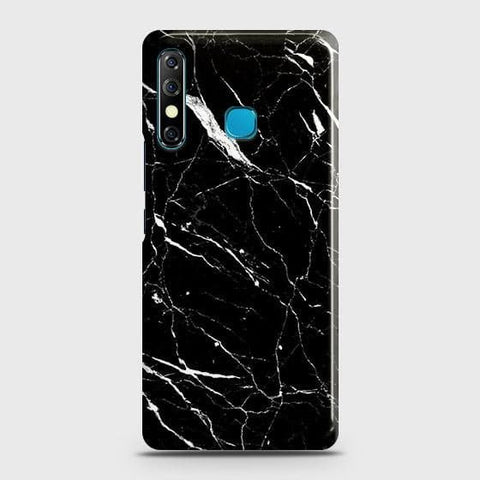 Infinix Hot 8 Lite Cover - Trendy Black Marble Printed Hard Case with Life Time Colors Guarantee
