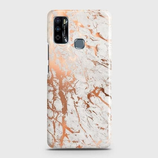 Infinix Hot 9 Play Cover - In Chic Rose Gold Chrome Style Printed Hard Case with Life Time Colors Guarantee