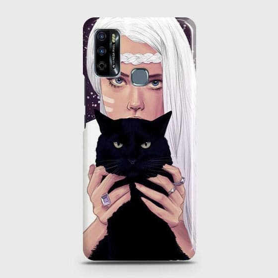 Infinix Hot 9 Play Cover - Trendy Wild Black Cat Printed Hard Case with Life Time Colors Guarantee ( Fast Delivery )