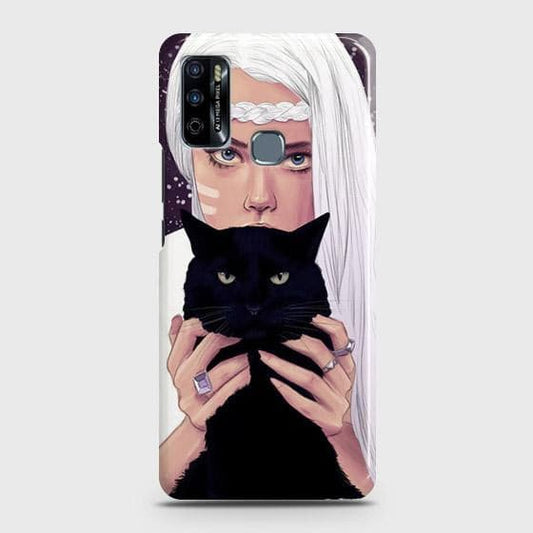 Infinix Hot 9 Play Cover - Trendy Wild Black Cat Printed Hard Case with Life Time Colors Guarantee ( Fast Delivery )