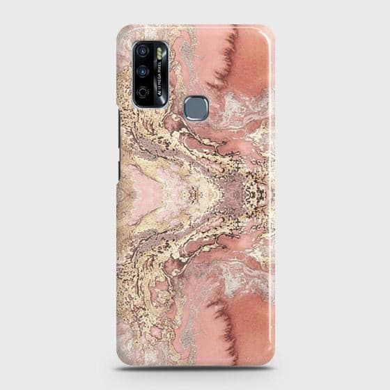 Infinix Hot 9 Play Cover - Trendy Chic Rose Gold Marble Printed Hard Case with Life Time Colors Guarantee