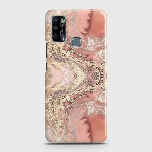 Infinix Hot 9 Play Cover - Trendy Chic Rose Gold Marble Printed Hard Case with Life Time Colors Guarantee
