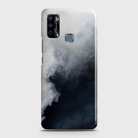 Infinix Hot 9 Play Cover - Matte Finish - Trendy Misty White and Black Marble Printed Hard Case with Life Time Colors Guarantee