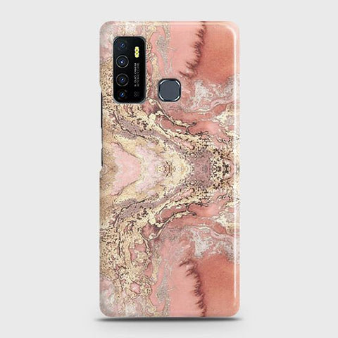 Infinix Hot 9 Pro Cover - Trendy Chic Rose Gold Marble Printed Hard Case with Life Time Colors Guarantee