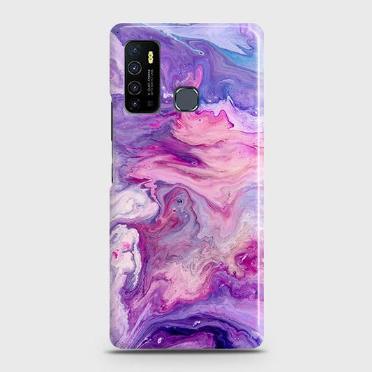 Infinix Hot 9 Pro Cover - Chic Blue Liquid Marble Printed Hard Case with Life Time Colors Guarantee