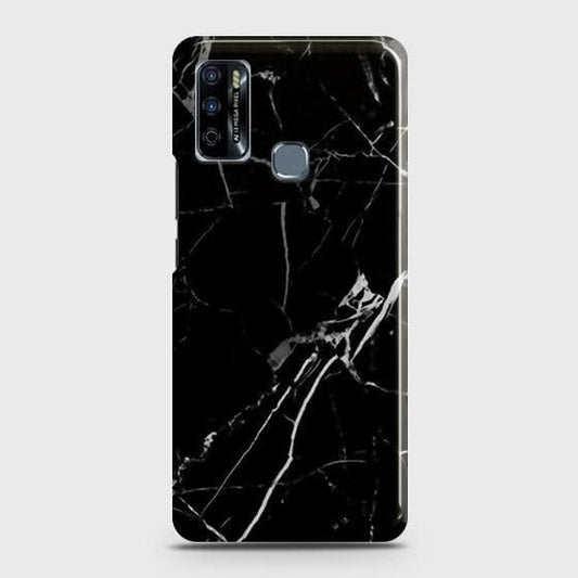 Infinix Hot 9 Pro Cover - Black Modern Classic Marble Printed Hard Case with Life Time Colors Guarantee