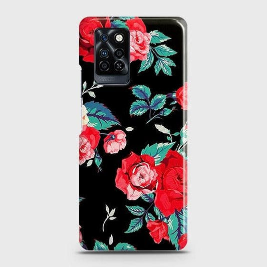Infinix Note 10 Pro Cover - Luxury Vintage Red Flowers Printed Hard Case with Life Time Colors Guarantee b66
