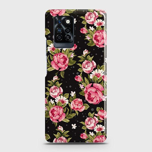 Infinix Note 10 Pro Cover - Trendy Pink Rose Vintage Flowers Printed Hard Case with Life Time Colors Guarantee