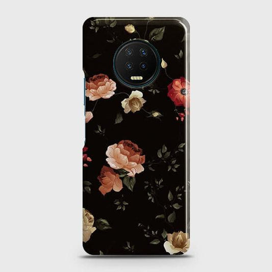 Infinix Note 7 Cover - Matte Finish - Dark Rose Vintage Flowers Printed Hard Case with Life Time Colors Guarantee