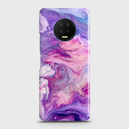 Infinix Note 7 Cover - Chic Blue Liquid Marble Printed Hard Case with Life Time Colors Guarantee