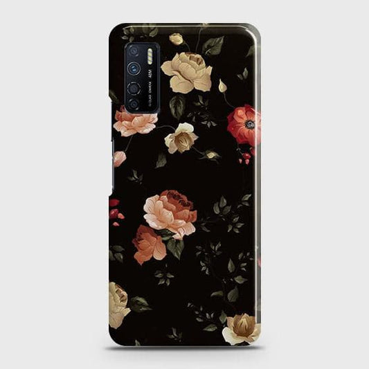 Infinix Note 7 Lite Cover - Matte Finish - Dark Rose Vintage Flowers Printed Hard Case with Life Time Colors Guarantee