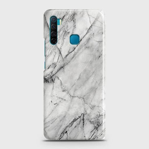 Infinix S5 Cover - Matte Finish - Trendy White Marble Printed Hard Case with Life Time Colors Guarantee