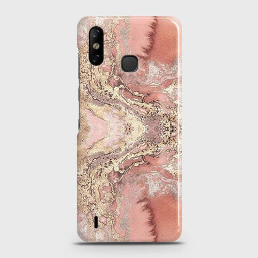Infinix Smart 4 Cover - Trendy Chic Rose Gold Marble Printed Hard Case with Life Time Colors Guarantee