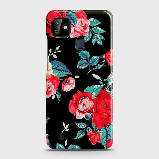 Infinix Smart HD 2021 Cover - Luxury Vintage Red Flowers Printed Hard Case with Life Time Colors Guarantee