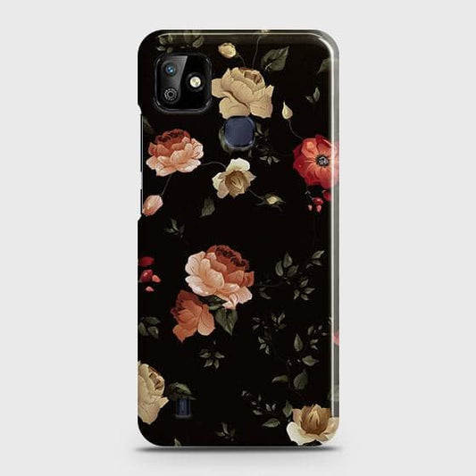 Infinix Smart HD 2021 Cover - Matte Finish - Dark Rose Vintage Flowers Printed Hard Case with Life Time Colors Guarantee