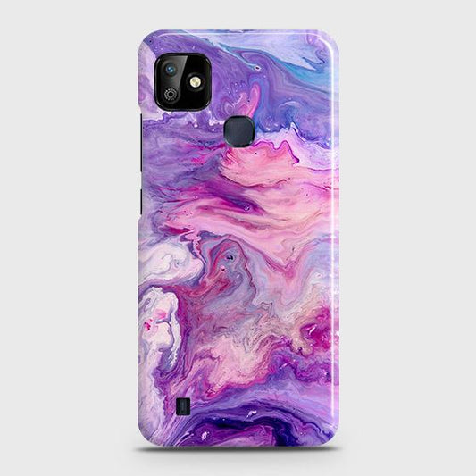 Infinix Smart HD 2021 Cover - Chic Blue Liquid Marble Printed Hard Case with Life Time Colors Guarantee