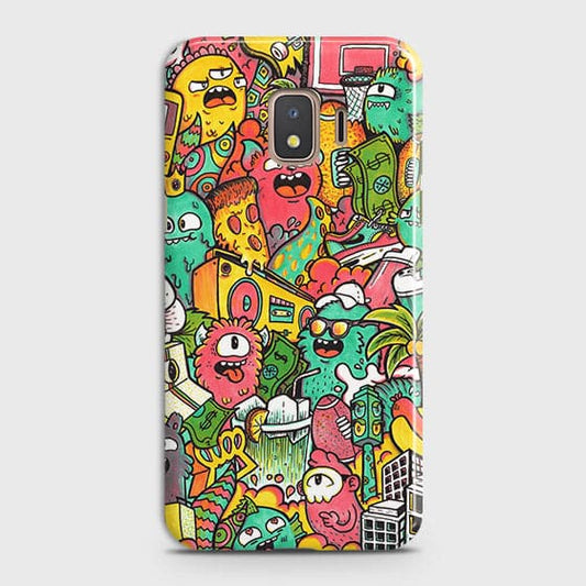 Samsung Galaxy J2 Core 2020 Cover - Matte Finish - Candy Colors Trendy Sticker Collage Printed Hard Case with Life Time Colors Guarantee