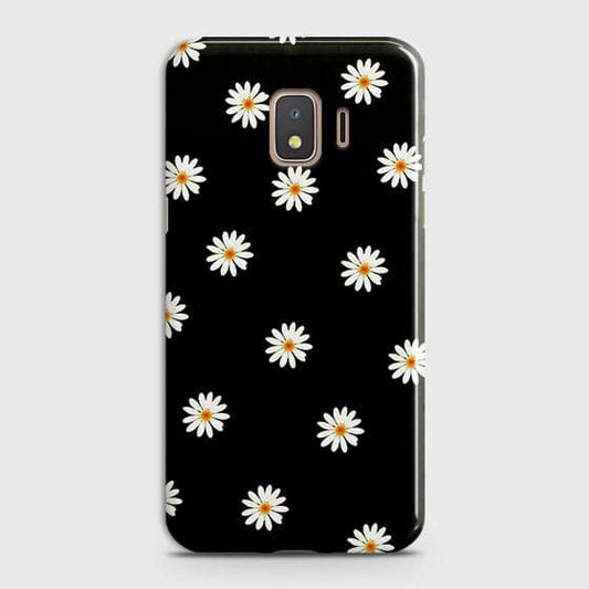 Samsung Galaxy J2 Core 2020 Cover - Matte Finish - White Bloom Flowers with Black Background Printed Hard Case with Life Time Colors Guarantee