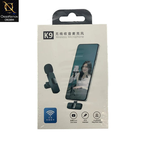 Black - K9 Wireless Collar Mic iPhone/Android & Type C Supported Wireless Microphone