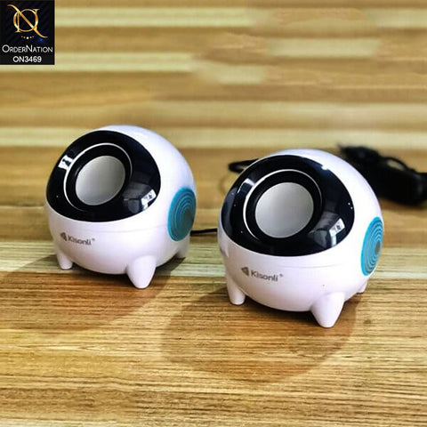 White - Kisonli K800 Small Mini Speakers For PC USB Wired Speaker