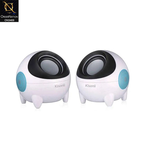 White - Kisonli K800 Small Mini Speakers For PC USB Wired Speaker