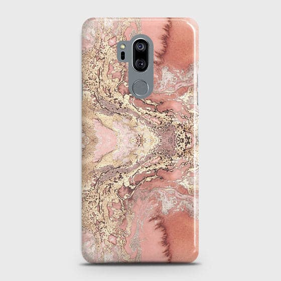 LG G7 ThinQ Cover - Trendy Chic Rose Gold Marble Printed Hard Case with Life Time Colors Guarantee