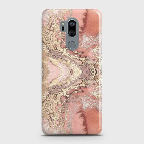 LG G7 ThinQ Cover - Trendy Chic Rose Gold Marble Printed Hard Case with Life Time Colors Guarantee