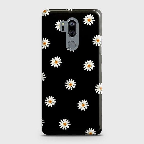 LG G7 ThinQ Cover - Matte Finish - White Bloom Flowers with Black Background Printed Hard Case with Life Time Colors Guarantee B83
