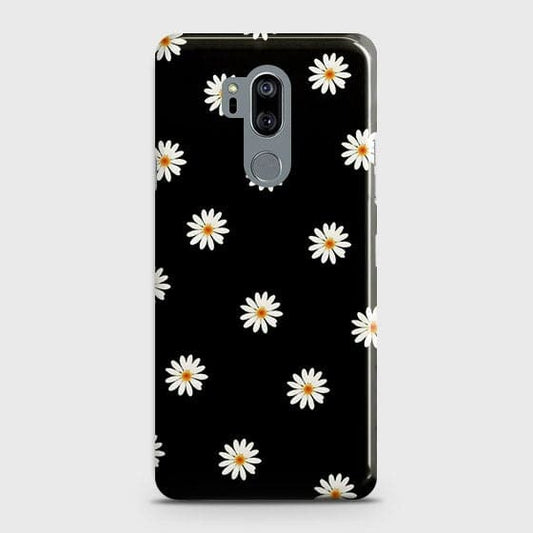 LG G7 ThinQ Cover - Matte Finish - White Bloom Flowers with Black Background Printed Hard Case with Life Time Colors Guarantee B83