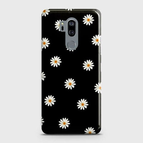 LG G7 ThinQ Cover - Matte Finish - White Bloom Flowers with Black Background Printed Hard Case with Life Time Colors Guarantee B83