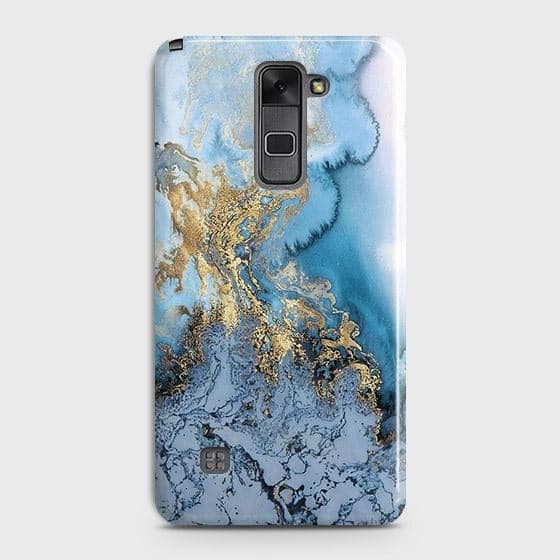 LG Stylus 2 / Stylo 2 Cover - Trendy Golden & Blue Ocean Marble Printed Hard Case with Life Time Colors Guarantee