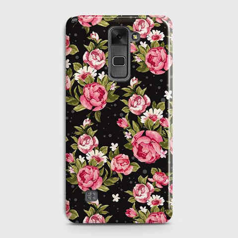 LG Stylus 2 / Stylo 2 Cover - Trendy Pink Rose Vintage Flowers Printed Hard Case with Life Time Colors Guarantee