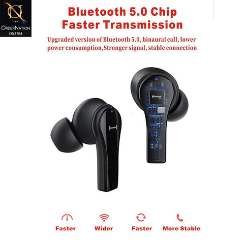 QT82 Wireless Bluetooth 5.0 Earbuds- Black