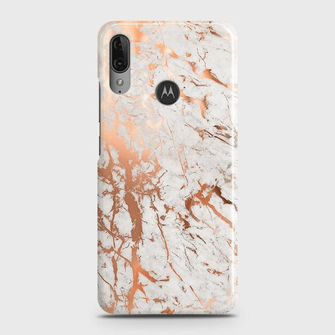 Motorola Moto E6 Plus Cover - In Chic Rose Gold Chrome Style Printed Hard Case with Life Time Colors Guarantee