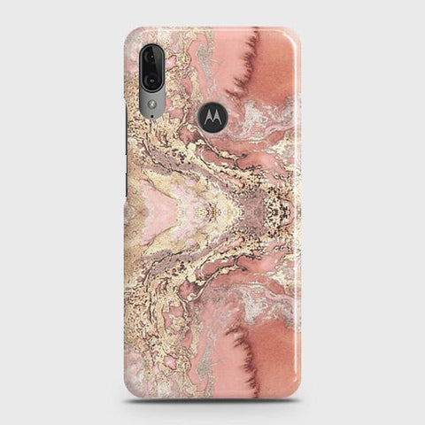 Motorola Moto E6 Plus Cover - Trendy Chic Rose Gold Marble Printed Hard Case with Life Time Colors Guarantee