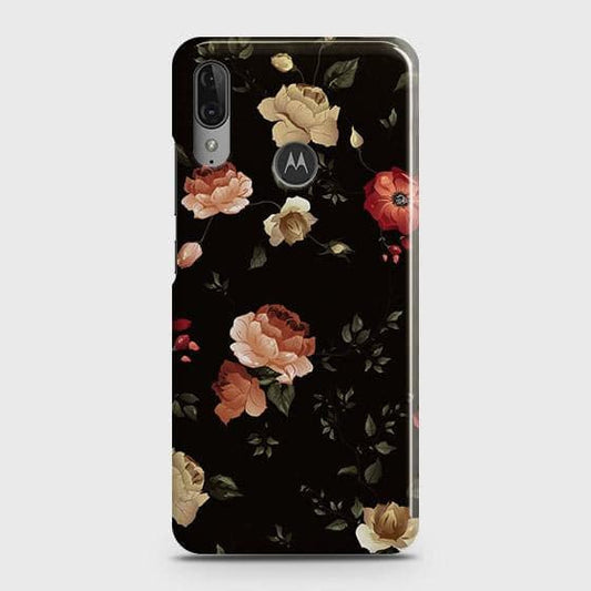 Motorola Moto E6 Plus Cover - Matte Finish - Dark Rose Vintage Flowers Printed Hard Case with Life Time Colors Guarantee